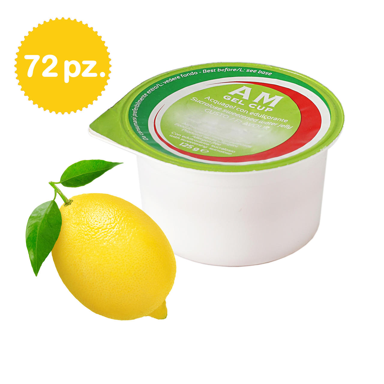AM Gel Cup Acquagel Lemon with Sweetener 72x125g