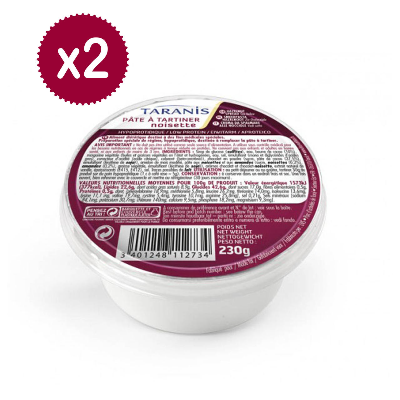 Taranis Hazelnut Spreadable Cream 2 x 230g